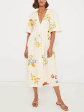 Unique Holiday Folk – Midikleid mit Puffärmeln und Blumenmuster